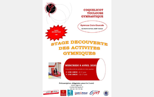 Stage loisir  découverte des activités gymniques  - gymnase Croix-Daurade - Mercredi 8 avril 2020