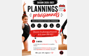 Plannings prévisionnels 2026-2027