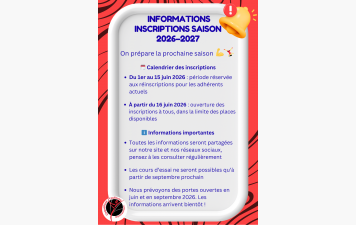 Inscriptions 2026-2027