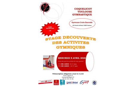 Stage loisir &quot;découverte des activités gymniques&quot; - gymnase Croix-Daurade - Mercredi 8 avril 2020
